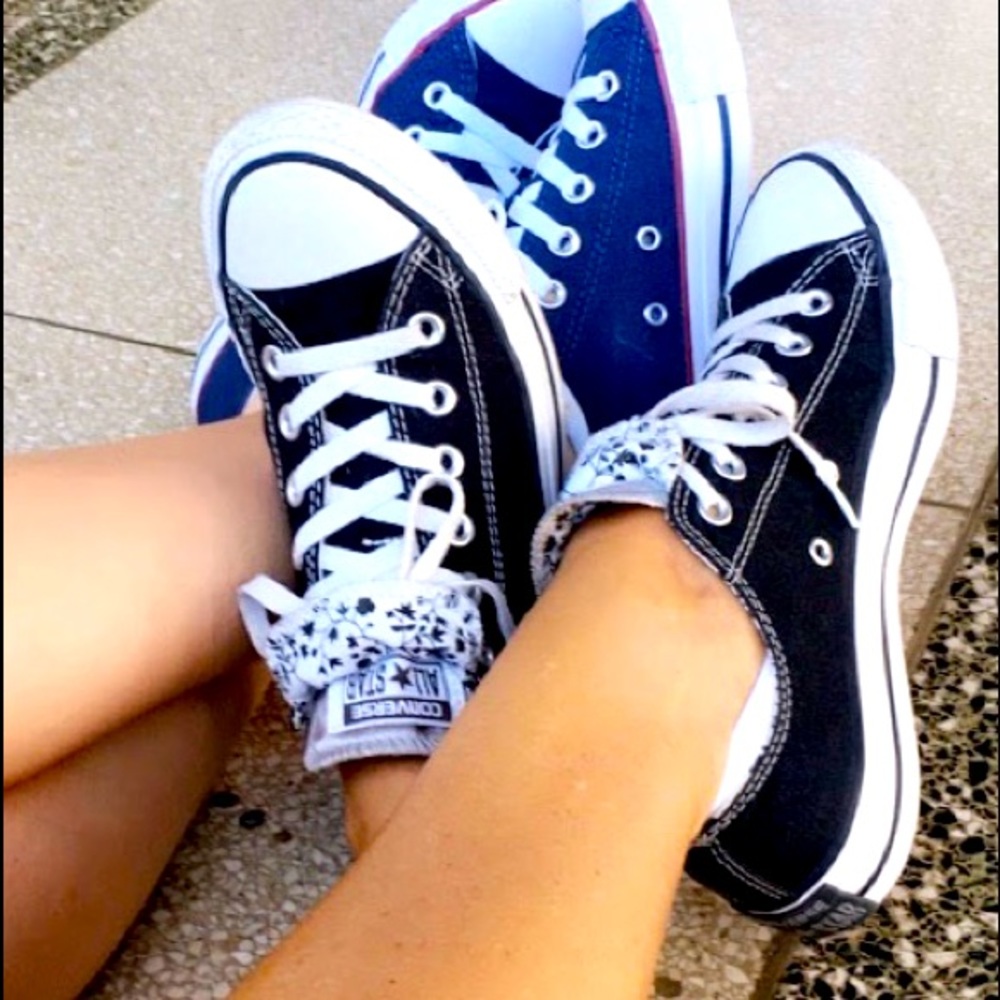 Navy Flower Converse